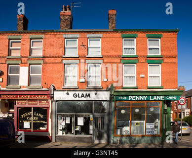 Merseyside, Liverpool, Beatles History, Penny Lane, shops Stock Photo
