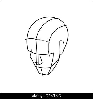 Line drawing wire head vector illustration isolated on white background. Stock Vector