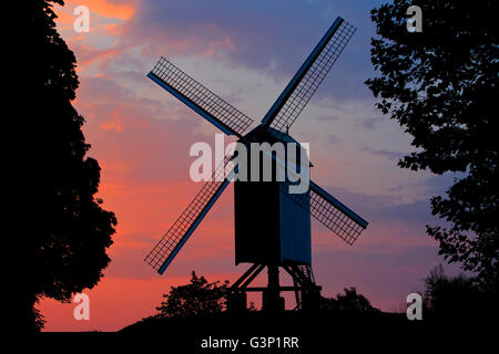 The Bonne Chiere Windmill in Bruges, Belgium Stock Photo