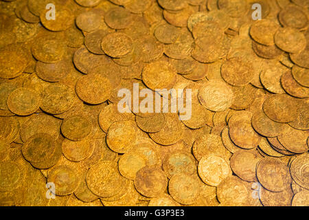 Ancient gold coins as background Stock Photo