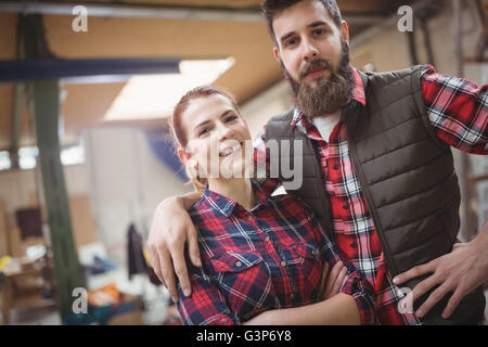 Portrait of two mechanics Stock Photo