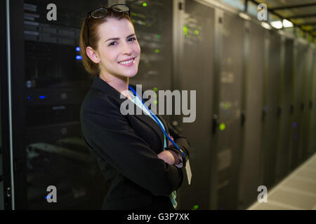 Technician in a server room Stock Photo