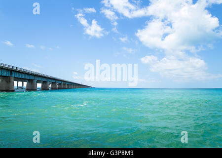 View of the Old Seven Mile Bridge in the Florida Keys USA Stock Photo