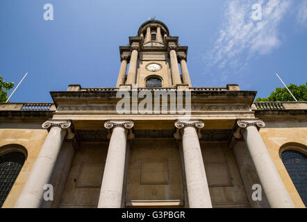 Looking up at the impressive Holy Trinity Church in Marylebone, London. Stock Photo