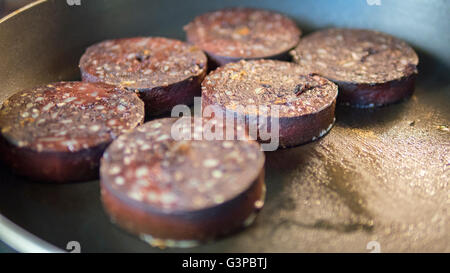 Breakfast of traditional black pudding