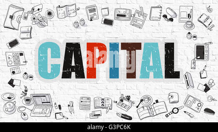 Capital Concept with Doodle Design Icons. Stock Photo