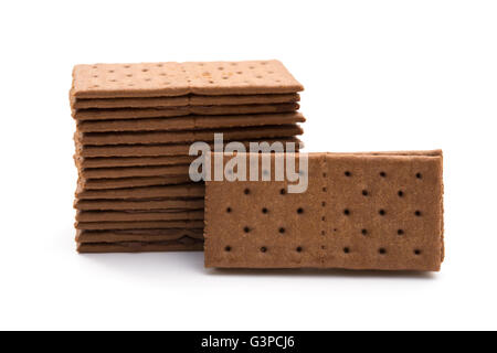 chocolate flavor sandwich biscuits on a white background Stock Photo