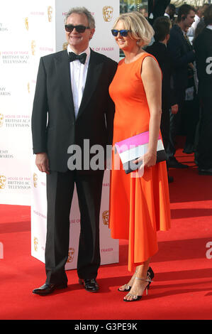 May 8, 2016 -  Hugh Bonneville and wife Lulu Williams attending BAFTA TV Awards 2016 at Royal Festival Hall in London, UK. Stock Photo