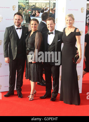 May 8, 2016 - Anthony McPartlin and wife Lisa Armstrong with Declan Donnelly and wife Ali Astall attending BAFTA TV Awards 2016 Stock Photo