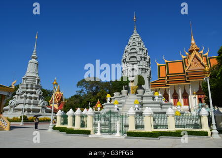 Royal Palace and Silver Pagoda Phnom Penh Cambodia Kampuchea Asia Ancient architecture King Norodom travel and landscape landmarks Stock Photo