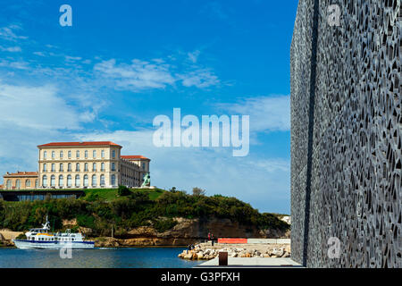 The Mucem museum by  Rudy Ricciotti and Roland Carta et le Pharo,Marseille, Bouches du Rhone, France Stock Photo