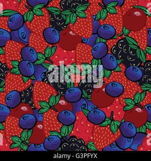 Seamless pattern with different berries. Stock Vector
