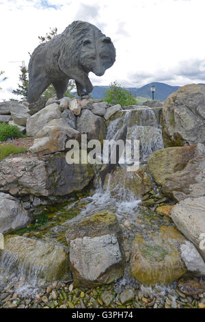 USA; Salmon; Idaho; Grizzly Bear; Statue; Waterfall; Water fall; falls; Fountain; Scenic; Landscape, statue, fountain Stock Photo