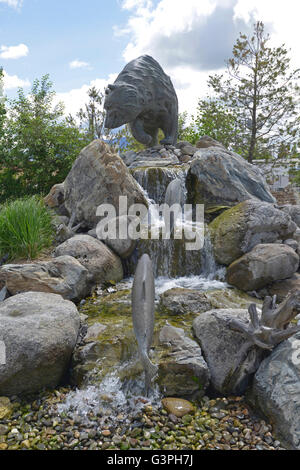 USA; Salmon; Idaho; Grizzly Bear; Statue; Waterfall; Water fall; falls; Fountain; Scenic; Landscape, statue, fountain Stock Photo