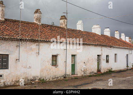 The Town and Moorish castle of Mertola beside the River Guadiana, Algarve, Southern Portugal, Europe. Stock Photo