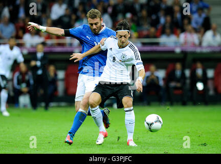 Mesut Ozil, Germany, Daniele De Rossi, Italy, 2012 UEFA European Football Championship, 2nd Semi-final Germany vs. Italy, 1-2 Stock Photo