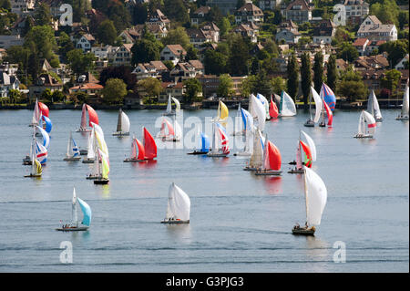 Sailing regatta on Lake Zurich, Zurich, Switzerland, Europe Stock Photo