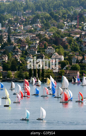 Sailing regatta on Lake Zurich, Zurich, Switzerland, Europe Stock Photo