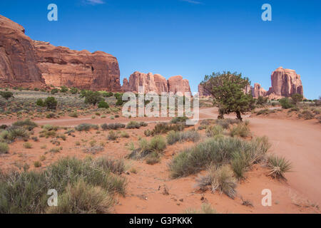 Inside of Monument Valley in Navajo Nation Reservation between Utah and Arizona Stock Photo