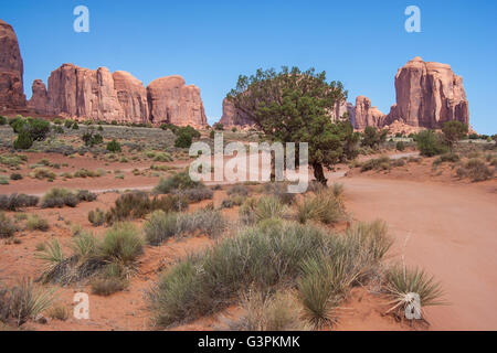 Inside of Monument Valley in Navajo Nation Reservation between Utah and Arizona Stock Photo