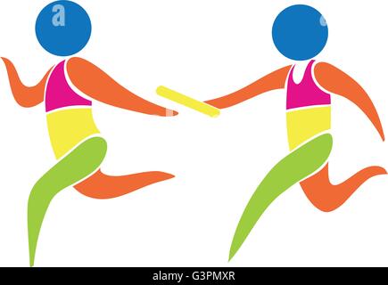 Relay race icon in colors illustration Stock Vector