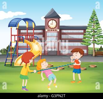 Children playing with bar in the playground illustration Stock Vector