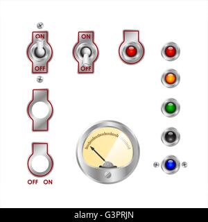 electrical switches and colored lights Stock Vector
