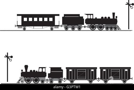 Train silhouette illustrations. Stock Vector