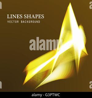 Lines shapes lighting abstract on golden dark background. Vector expanding light gold. Smooth golden abstract background with a  Stock Vector