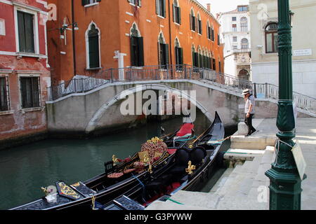Everyday life of gondolier Stock Photo