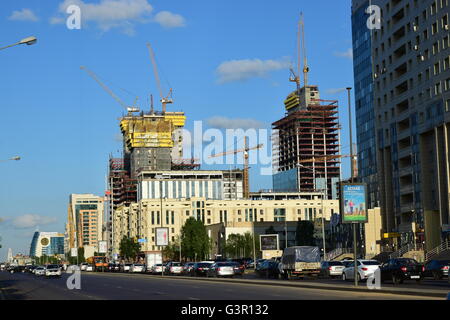 Abu Dhabi Plaza towers being built in Astana, capital of Kazakhstan Stock Photo