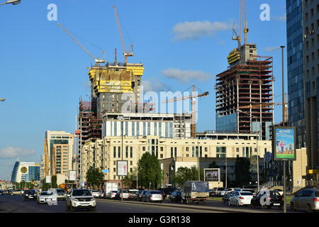 Abu Dhabi Plaza towers being built in Astana, capital of Kazakhstan Stock Photo