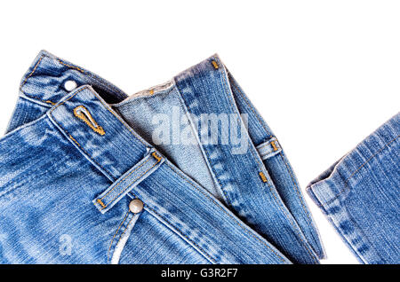 used blue jeans isolated on white background Stock Photo