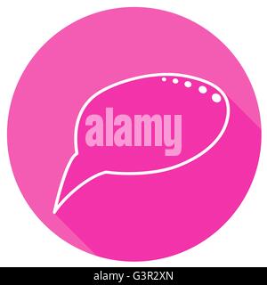 Speech bubbles in pink round with shadow in thin line style Stock Vector