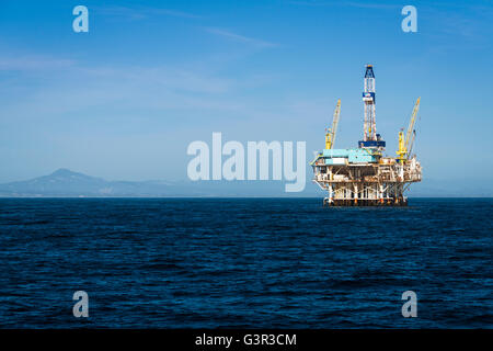 Off-shore oil platform, Santa Barbara Channel, Ventura, California USA Stock Photo