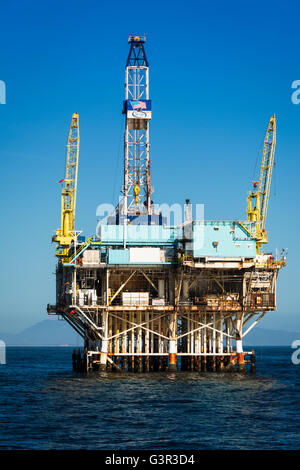 Off-shore oil platform, Santa Barbara Channel, Ventura, California USA Stock Photo