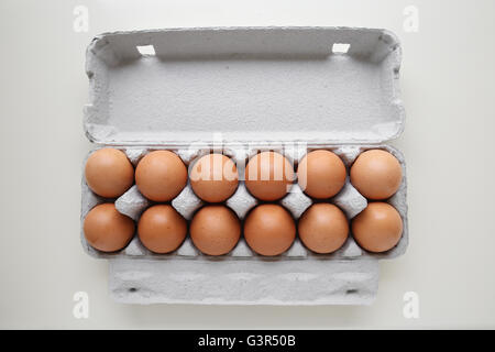 Dozen eggs in packaging Stock Photo