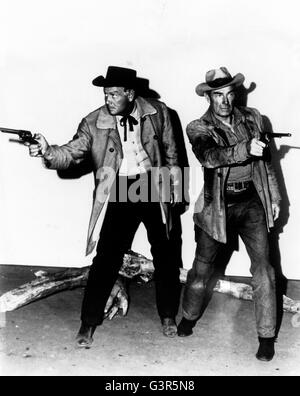 Ride The High Country, aka: Sacramento, USA 1962, Regie: Sam Peckinpah, Darsteller: Joel McCrea (links), Randolph Scott Stock Photo