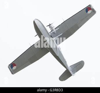 LEEUWARDEN, NETHERLANDS - JUNE 10: Consolidated PBY Catalina in Dutch Navy colors flying at the Royal Netherlands Air Force Days Stock Photo