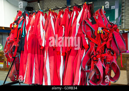 parachute jumpsuits at texel parachute centre holland Stock Photo