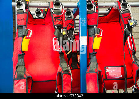 parachutes at rack at jump centre texel holland Stock Photo