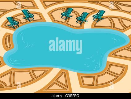 pool with beach chairs. vector illustration 10 EPS Stock Vector