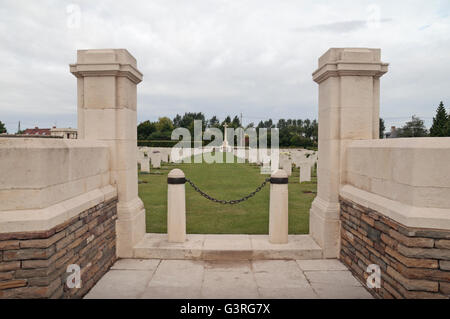 Entrance to the CWGC Vermelles British Cemetery,Vermelles, Pas de Calais, France. Stock Photo