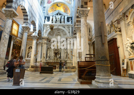 Interior of the medieval cathedral of the Archdiocese of Pisa, dedicated to Santa Maria Assunta,St. Mary of the Assumption, Pisa Stock Photo