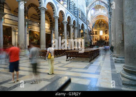 Interior of the medieval cathedral of the Archdiocese of Pisa, dedicated to Santa Maria Assunta,St. Mary of the Assumption, Pisa Stock Photo