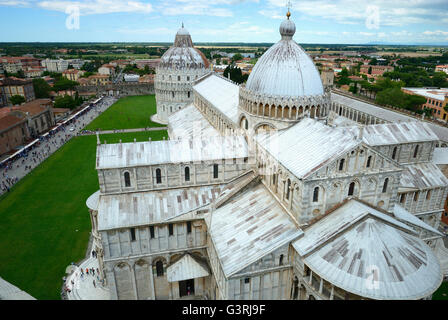 Cathedral and Baptistery viewed from the leaning tower. Pisa, Tuscany, Italy, Europe Stock Photo