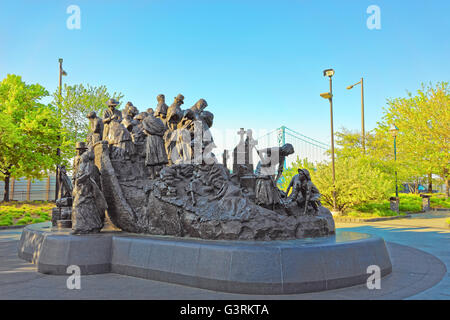 Philadelphia, USA - May 4, 2015: Memorial to Irish famine at Penn Landing in Philadelphia, Pennsylvania, the USA. Stock Photo