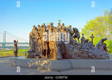 Philadelphia, USA - May 4, 2015: Memorial to Irish famine at Penns Landing in Philadelphia, Pennsylvania, the USA. Stock Photo