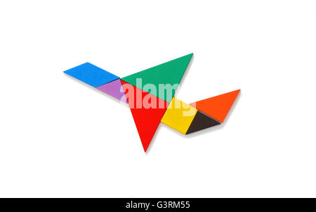 plane made from tangram puzzle. isolated on white. Stock Photo