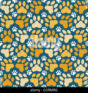 seamless pattern background made up of cat paw prints Stock Vector